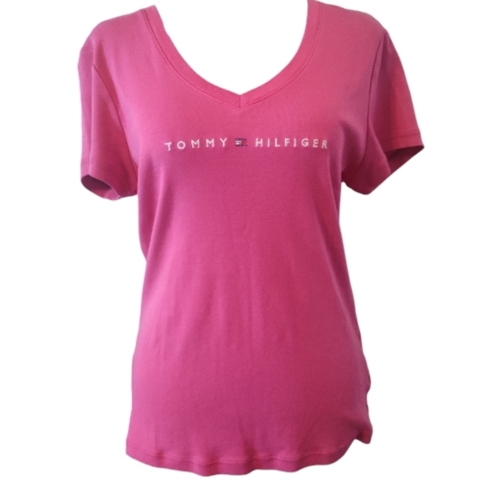 Tommy Hilfiger Pink V-Neck Women's Top(5 For $20 Item)